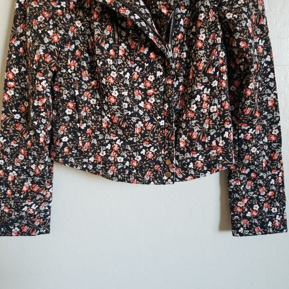 Anthropologie Hei Hei Tinsley Floral Moto Zip Jacket Black Sz 4 Dark Cottagecore - Picture 4 of 12